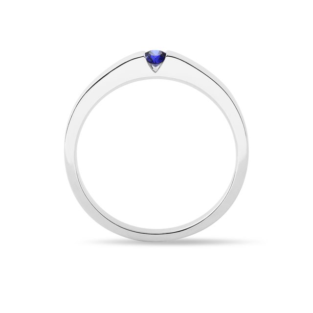 ROUND SAPPHIRE RING IN 14K WHITE GOLD - SAPPHIRE ENGAGEMENT RINGS - 