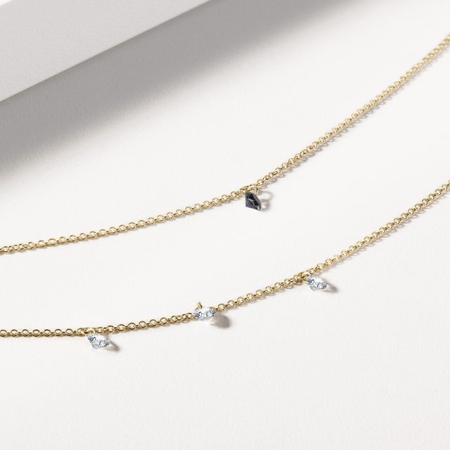 NÁRAMEK NOIR S ČERNÝM DIAMANTEM VE ŽLUTÉM ZLATĚ - NÁRAMKY S DIAMANTY - 