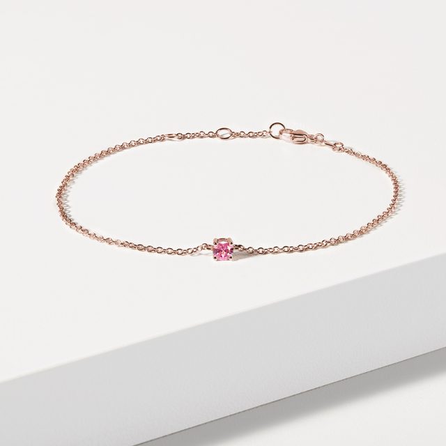 ROSA SAPHIR ARMBAND IN ROSÉGOLD - ARMBÄNDER MIT EDELSTEINE - 