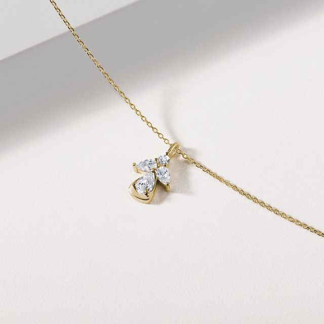 DIAMOND ANGEL NECKLACE IN YELLOW GOLD - DIAMOND NECKLACES - 