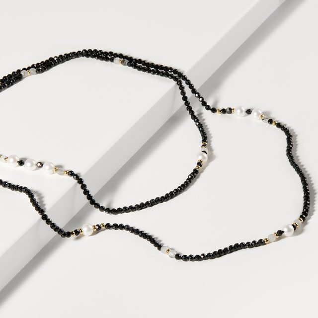 NASZYJNIK Z PERŁAMI I SPINELAMI - NASZYJNIK Z MINERAŁAMI - 