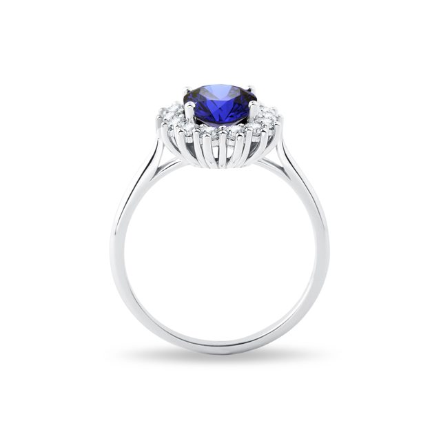 RING AUS WEISSGOLD MIT SAPHIREN UND BRILLANTEN - SAPHIRVERLOBUNGSRINGE - 