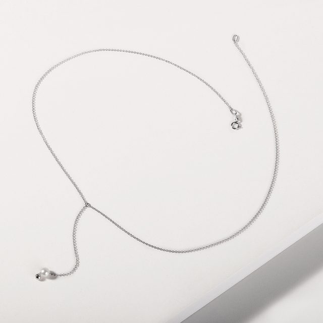 ORIGINELLE GOLDENE HALSKETTE MIT PERLE - PERLEN ANHÄNGER - 