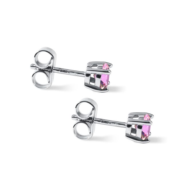 SAPPHIRE EARRINGS IN 14KT WHITE GOLD - SAPPHIRE EARRINGS - 