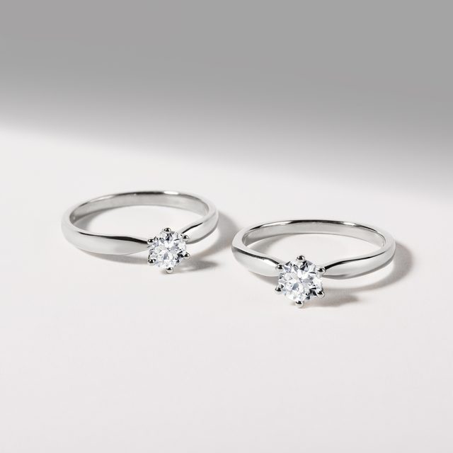 BAGUE EN OR BLANC AVEC BRILLANT SOLITAIRE - TAILLE BRILLANT - 