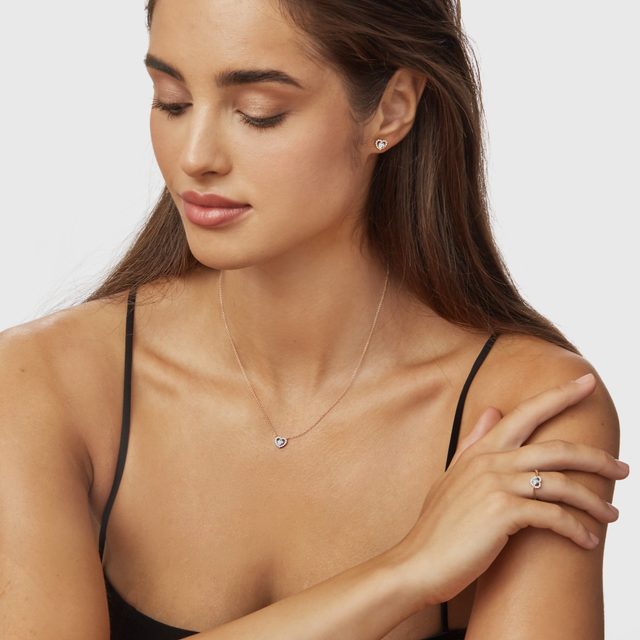 DIAMANT-HERZRING AUS 14K ROSÉGOLD - VERLOBUNGSRINGE DIAMANTEN - 