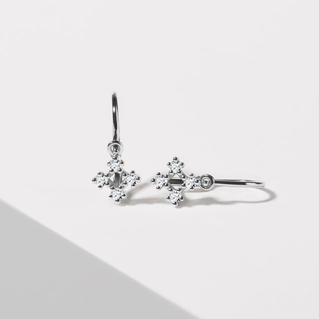 DĚTSKÉ NÁUŠNICE VLOČKY S DIAMANTY V BÍLÉM ZLATĚ - DĚTSKÉ NÁUŠNICE - 