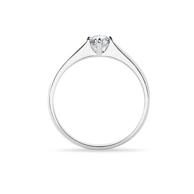 MINIMALISTICKÝ PRSTEN S DIAMANTEM V BÍLÉM ZLATĚ - ZÁSNUBNÍ PRSTENY S BRILIANTEM - 