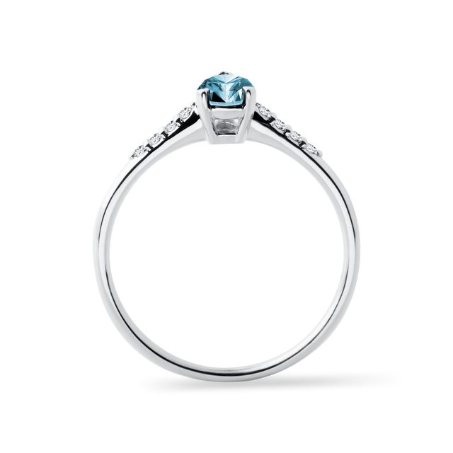 BAGUE EN OR BLANC AVEC DIAMANTS ET TOPAZE - BAGUES EN TOPAZE - 