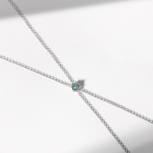 BRACELET EN OR BLANC AVEC DIAMANT BLEU - BRACELETS AVEC DIAMANTS - 