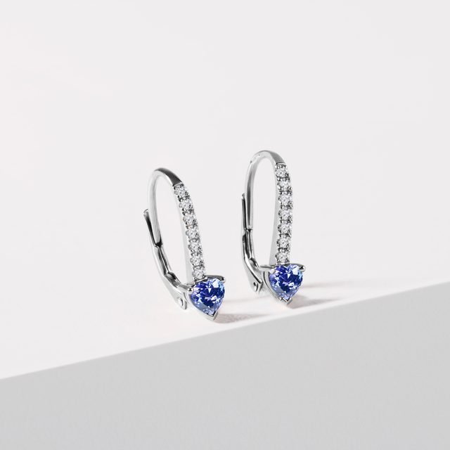 BOUCLES D'OREILLES EN OR BLANC, TANZANITE, DIAMANTS - BOUCLES D’OREILLES EN TANZANITE - 