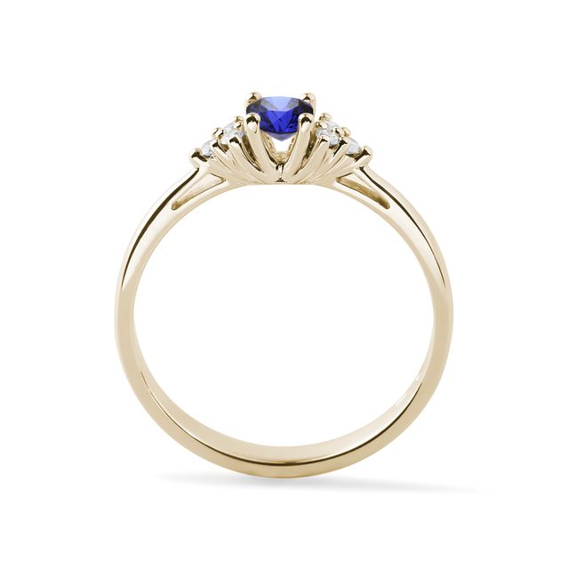 SAPPHIRE AND DIAMOND RING IN 14K YELLOW GOLD - SAPPHIRE ENGAGEMENT RINGS - 