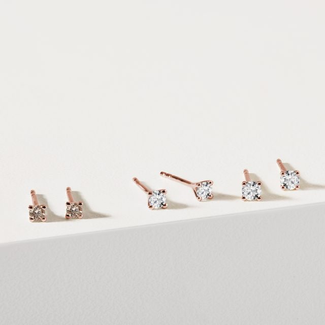 CHAMPAGNERFARBENE DIAMANTOHRSTECKER IN ROSÉGOLD - OHRSTECKER DIAMANT - 