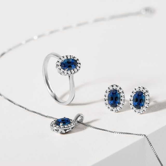 WEISSGOLD-OHRRINGE MIT OVALEN SAPHIREN UND DIAMANTEN IM BRILLANTSCHLIFF - OHRRINGE MIT SAPHIR - 