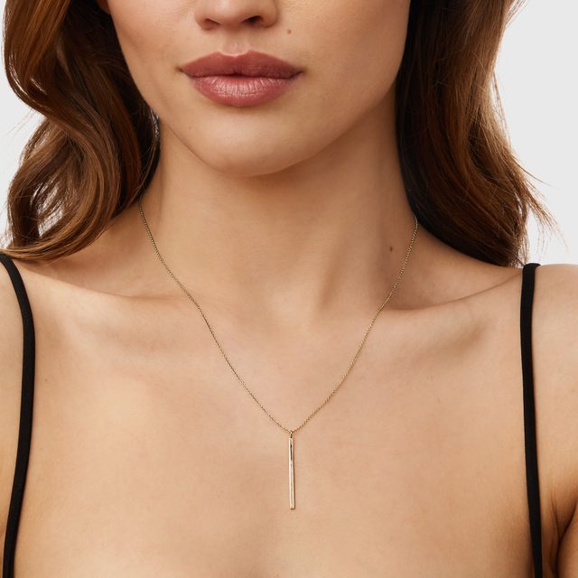 COLLIER BARRETTE LISSE EN OR - COLLIERS EN OR JAUNE - 