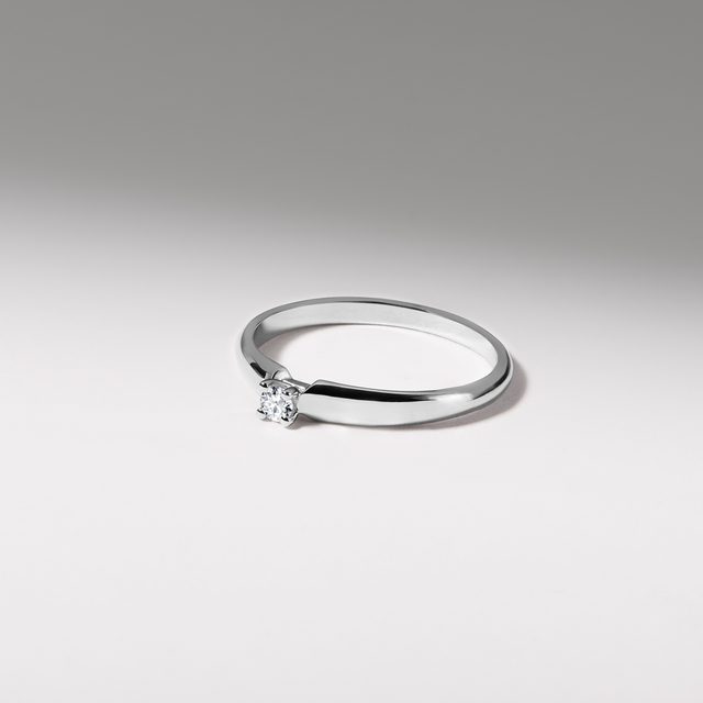 PRSTEN Z BÍLÉHO ZLATA S BRILIANTEM - ZÁSNUBNÍ PRSTENY S BRILIANTEM - 
