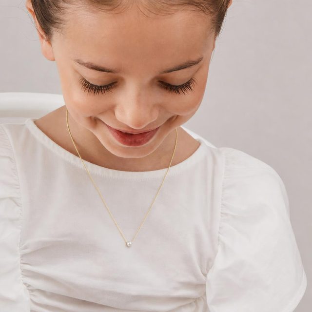 KINDERKETTE MIT PERLE IN GELBGOLD - KINDER KETTEN - 