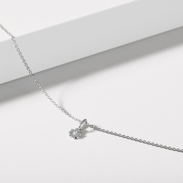 BLUMENANHÄNGER AUS WEISSGOLD MIT ZIRKONIA - KINDER ANHÄNGER - 