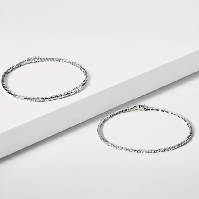 DAINTY WHITE GOLD TENNIS BRACELET WITH DIAMONDS - TENNIS BRACELETS - 