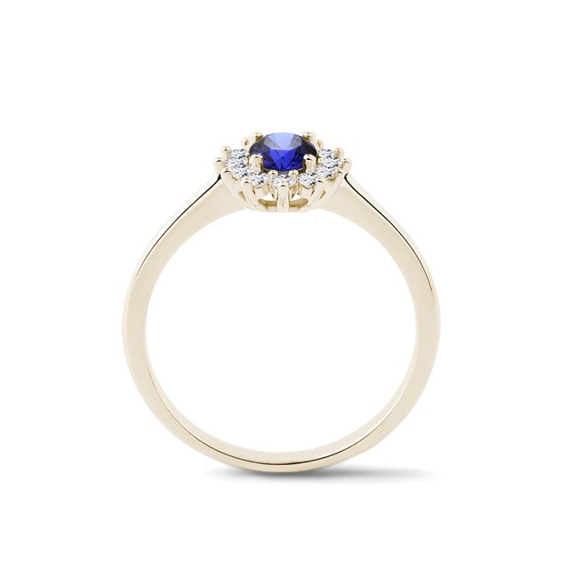 SAPHIR RING MIT DIAMANTEN IN GELBGOLD - SAPHIRVERLOBUNGSRINGE - 