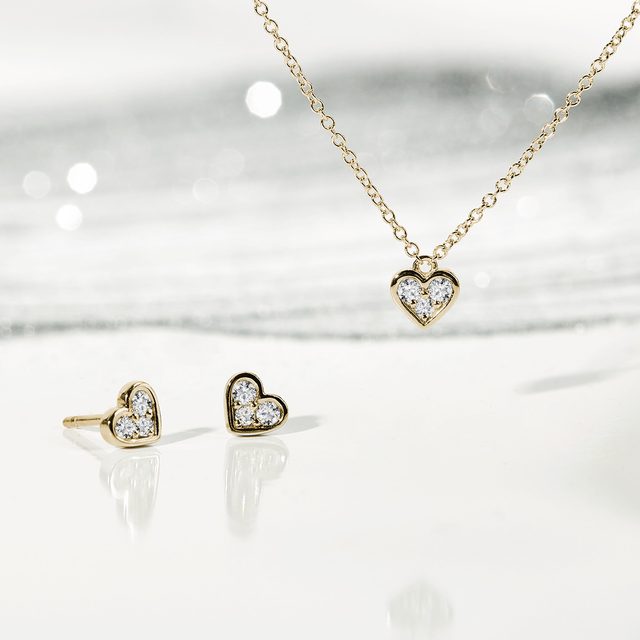COLLIER CŒUR POUR ENFANT EN OR JAUNE ET DIAMANTS - COLLIERS POUR ENFANTS - 