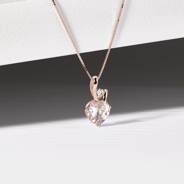 MORGANIT HERZHALSKTTE - KETTEN MIT MORGANIT - 