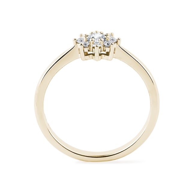 BAGUE D'OR JAUNE MOTIF FLORAL AVEC DIAMANTS - BAGUES DE FIANÇAILLES EN DIAMANT - 