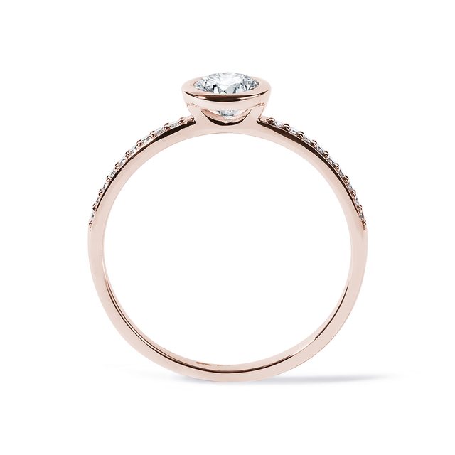 BAGUE DE FIANÇAILLES EN OR ROSE AVEC DIAMANT SERTI CLOS - BAGUES DE FIANÇAILLES EN DIAMANT - 