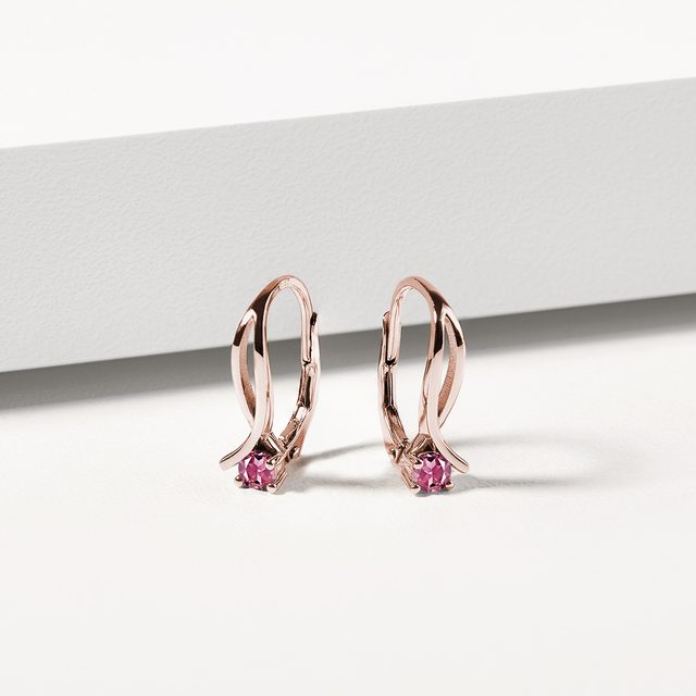 14K ROSE GOLD PINK TOURMALINE EARRINGS - TOURMALINE EARRINGS - 