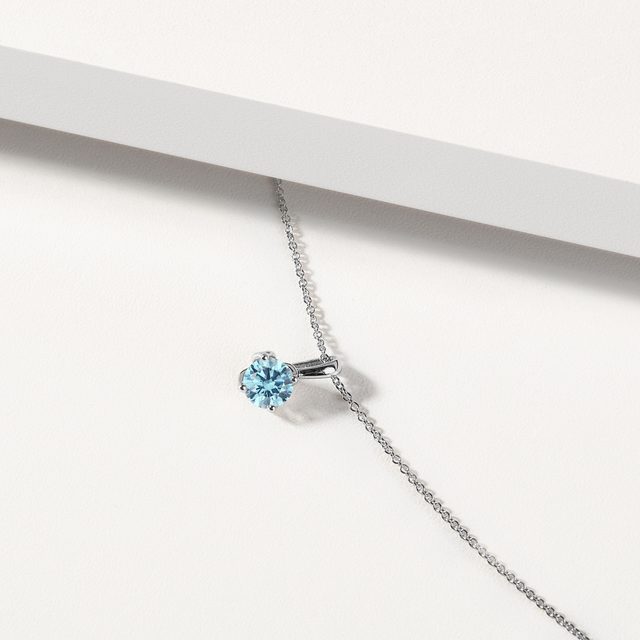 HALSKETTE MIT 1 CT BLAUEM DIAMANTEN IN WEISSGOLD - KETTEN MIT DIAMANTEN - 