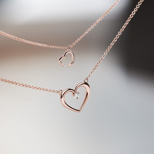 HERZFÖRMIGE KINDERKETTE MIT DIAMANT IN ROSÉGOLD - KINDER KETTEN - 