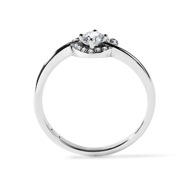 DIAMOND HEART RING MADE OF 14K WHITE GOLD - DIAMOND ENGAGEMENT RINGS - 