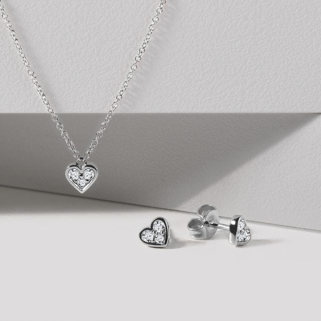 HERZFÖRMIGE KINDERKETTE MIT DIAMANTEN IN WEISSGOLD - KINDER KETTEN - 