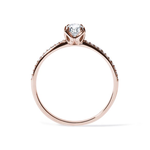 BRILIANTOVÝ ZÁSNUBNÍ PRSTÝNEK V RŮŽOVÉM ZLATĚ - DIAMANTOVÉ ZÁSNUBNÍ PRSTENY - 
