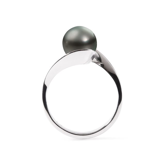 TAHITIAN PEARL RING IN WHITE GOLD - PEARL RINGS - 