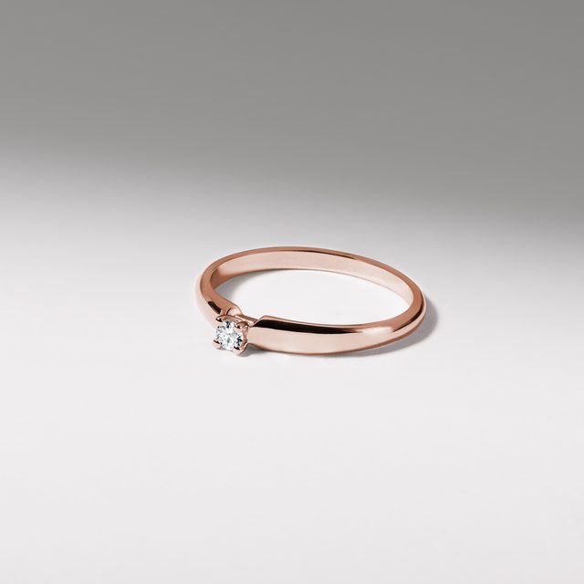 ANNEAU D'OR ROSE AVEC BRILLANT - TAILLE BRILLANT - 