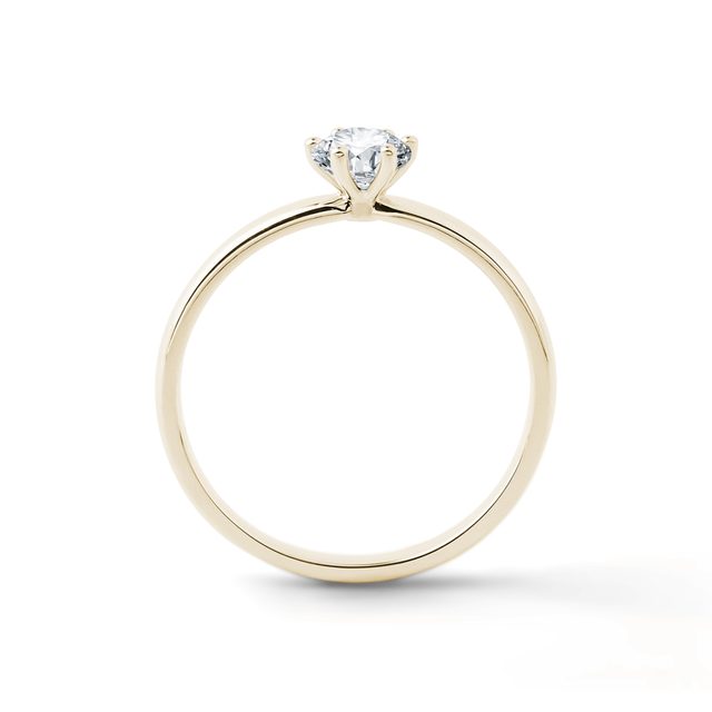 CLASSIC GOLD ENGAGEMENT RING WITH BRILLIANT - BRILLIANT CUT DIAMOND ENGAGEMENT RINGS - 