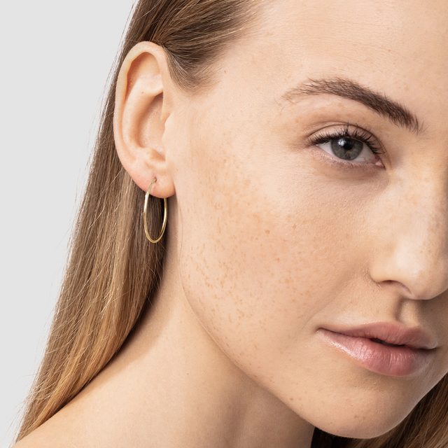 25 MM GOLD HOOP EARRINGS - YELLOW GOLD EARRINGS - 