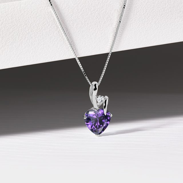 GOLDHALSKETTE MIT AMETHYST UND DIAMANT - KETTEN MIT AMETHYST - 