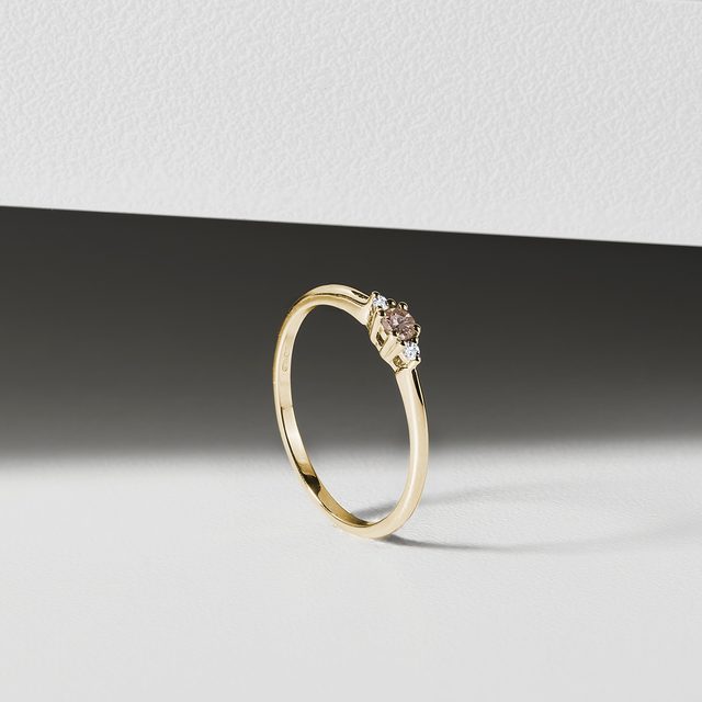 DIAMANT VERLOBUNGSRING AUS 14KT GOLD - VERLOBUNGSRINGE MIT FARBIGEN DIAMANTEN - 