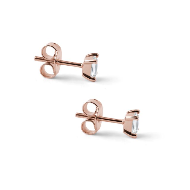 OHRRINGE AUS ROSÉGOLD MIT DIAMANT IM SMARAGDSCHLIFF - OHRSTECKER DIAMANT - 