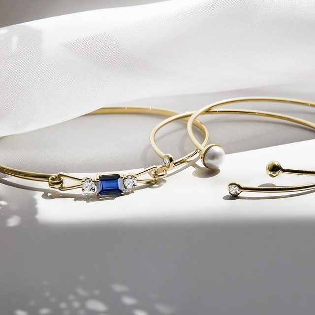 SAPPHIRE AND DIAMOND BRACELET IN YELLOW GOLD - GEMSTONE BRACELETS - 