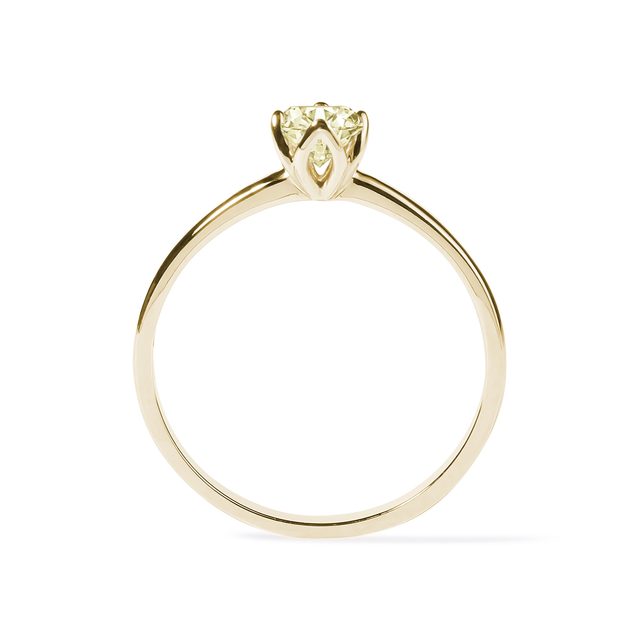 GELBER DIAMANTRING IN GELBGOLD - VERLOBUNGSRINGE MIT FARBIGEN DIAMANTEN - 