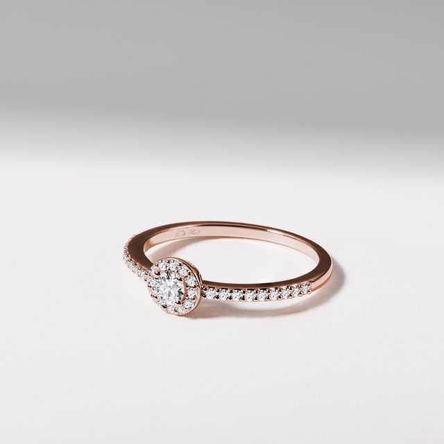 ELEGANTER VERLOBUNGSRING AUS ROSÉGOLD MIT DIAMANT - VERLOBUNGSRINGE DIAMANTEN - 