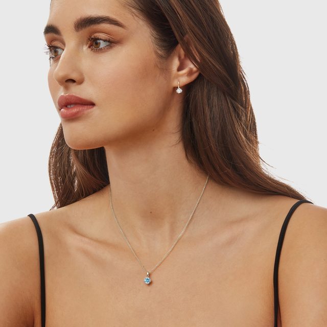 HALSKETTE MIT 1 CT BLAUEM DIAMANTEN IN WEISSGOLD - KETTEN MIT DIAMANTEN - 