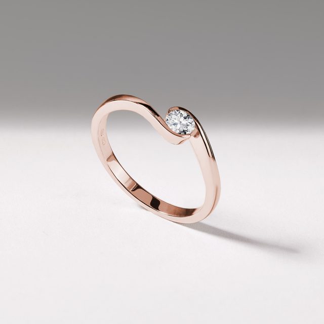 ASYMMETRISCHER DIAMANTRING IN ROSÉGOLD - VERLOBUNGSRINGE MIT BRILLANT - 