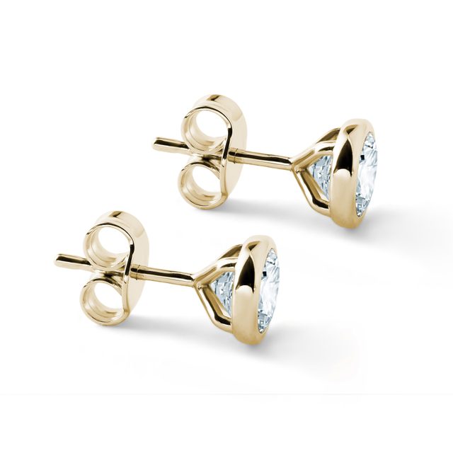 AQUAMARINE STUDS IN YELLOW GOLD - AQUAMARINE EARRINGS - 