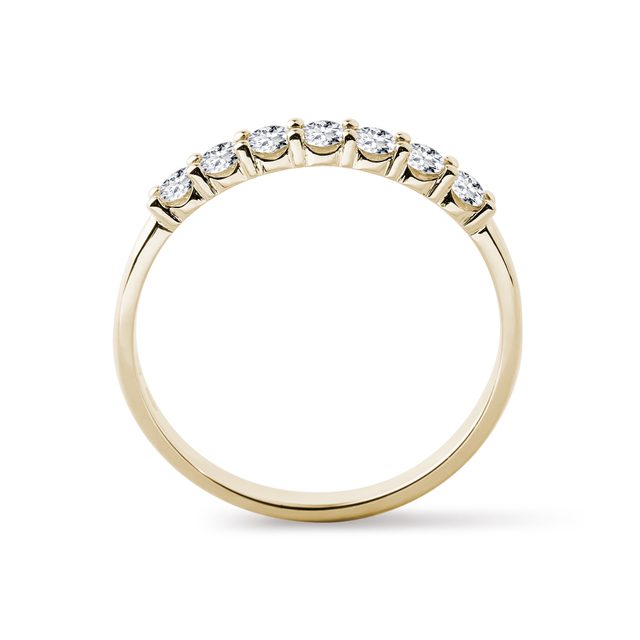 BAGUE D'OR JAUNE AVEC SEPT DIAMANTS - ALLIANCES DE MARIAGE FEMMES - 