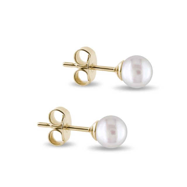 GOLD EARRINGS WITH A FRESHWATER PEARL - PEARL EARRINGS - 
