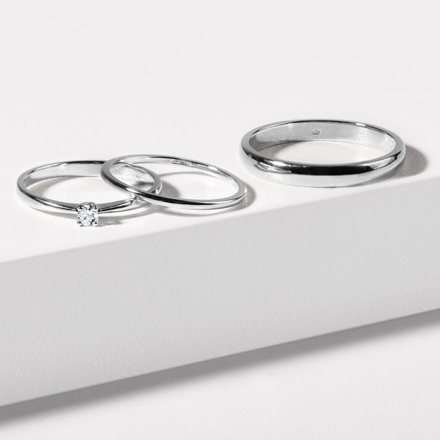 MINIMAL WHITE GOLD WEDDING RING SET - WHITE GOLD WEDDING SETS - 